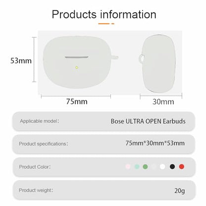 Silicone case for The New Bose Ultra Open Earbuds 2024, Shockproof case for Bose Ultra Open Earbuds 2024 with Carabiner and Wrist Strap. (White) - color: White