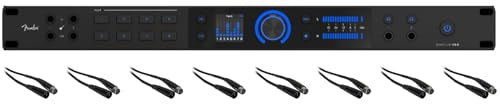 Fender Quantum HD 8 Bundle: 26x30 USB-C Audio Recording Interface, 32-bit/192 kHz, MAX-HD Mic Preamps, (8) RCXFM20E-B 20 ft Female to Male XLR Mic Cables, 9-items