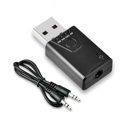 USB Bluetooth 5.4 Adapter for Car, Bluetooth Music Receiver Plug & Play, 3.5mm AUX Jack Car Kit Built-in Microphone for Hands-Free Calling Compatible with Speakers/Home Stereo,USB-Powered