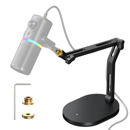 Desktop Microphone Stand,Gaming Microphone Boom Arm Stand,Weighted Base | Aluminum Mic Arm with 3/8" to 5/8" adapter, compatible with most mics for podcast and streaming