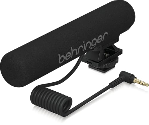 Behringer GO CAM Shotgun Microphone Wired Professional Camera Mic for Podcast Interviews Vlogs Live Streaming Audio Recorder, Black
