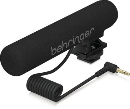 Behringer GO CAM Shotgun Microphone Wired Professional Camera Mic for Podcast Interviews Vlogs Live Streaming Audio Recorder, Black