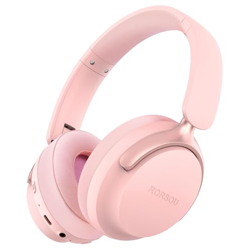 B8 Bluetooth Headphones Over Ear, 6 EQ Music Modes and 50H Playtime Deep Bass Wireless Headphones with Mic, Lightweight Folding HiFi Stereo Headset for iPad/Travel/Tablet/PC/Home Pink - color: Pink