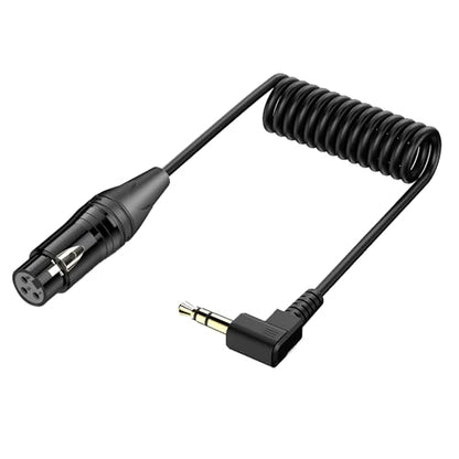 Right Angle 3.5mm to XLR Aux Cable Coiled 1/8 Inch Jack Stereo to XLR Female Cord Adapter 90 Degree Angle 3.5mm to XLR 90 Microphone Cable for Laptop.Microphone.Amplifier.0.98Ft - style: 3.5mm to XLR Female Jack Cable