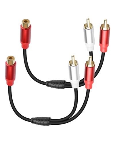 GELRHONR 2Pack RCA Splitter, 1 Female to 2 Male RCA Y Splitter Adapter Cable for Subwoofers, Home theaters, Speakers, HDTVs and More 30cm (1Female to 2 Male Black) - color: 1Female to 2 Male Black