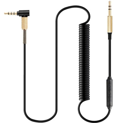 FAAEAL Major3 Coiled Audio Cable Compatible with Marshall Major2 Major4 Beats Studio3 Solo3 Solo4 Headsets 3.5mm in-line Mic Volume Control Headphone Cord 4.2ft-8ft w/mic - size: 4.2ft-8ft(w/mic)