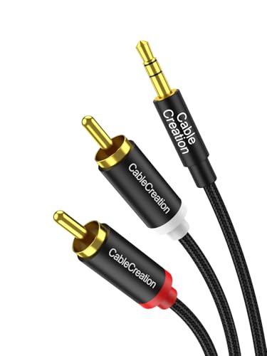 CableCreation RCA to 3.5mm Audio Cable 10FT,3.5mm to 2RCA Stereo Y Splitter | HiFi Sound Audio Cord Compatible with Echo Dot, Smartphone, MP3, Tablet, Stereo Receiver, Car, Speaker, HDTV - size: 10FT, style: Braided Jacket
