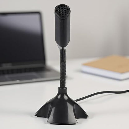 Mini USB 2.0 Condenser Microphone with Adjustable Stand - Flexible Desktop Mic for PC Laptop Recording, Meeting, Remote Work, 2M Range Clear Sound