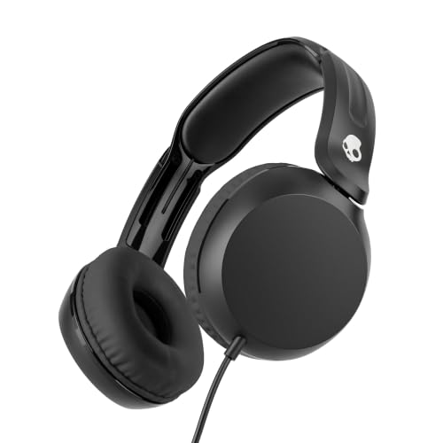 Skullcandy Icon 180 Wired On-Ear Headphones - Black | Built-In 85dB Volume Limiter, Comfortable, Adjustable Headband, Convenient for Travel with 3.5mm AUX Plug, In-Line Microphone