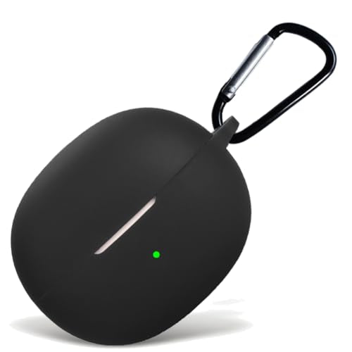 Silicone Protective Case for i121 Earbuds, Compatible with King Lucky Clip-On Open Ear Headphones, Full Cover Shockproof Anti-Scratch Case with Keychain Carabiner, Charging Port Access - color: Black