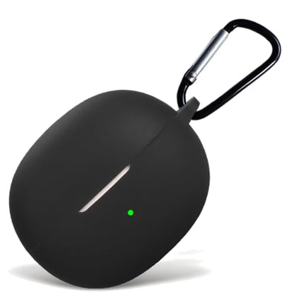 Silicone Protective Case for i121 Earbuds, Compatible with King Lucky Clip-On Open Ear Headphones, Full Cover Shockproof Anti-Scratch Case with Keychain Carabiner, Charging Port Access - color: Black