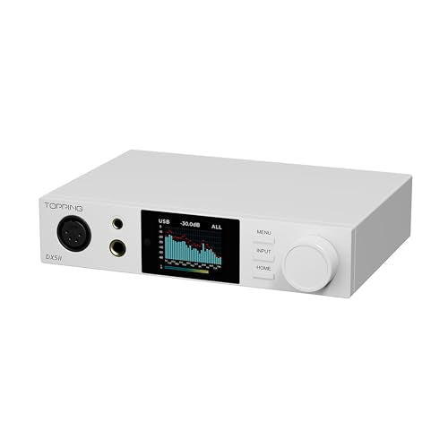 TOPPING DX5 II Hi-Res DAC & Headphone Amp Combo – Dual ES9039Q2M, X-Hybrid Amp, 10-Band PEQ, LDAC Bluetooth 5.1, 4.4mm Balanced & 6.35mm Headphone Output, Preamp Mode, 12V Trigger (Silver) - color: Silver