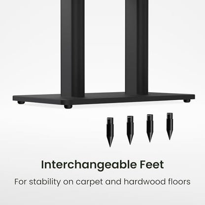 Kanto SCH Universal Height Adjustable Center Channel Stand for Speakers up to Fifty lb - 15” to 24” Vertical Adjustment, Resonance Damping Design, Internal Cable Management - Black