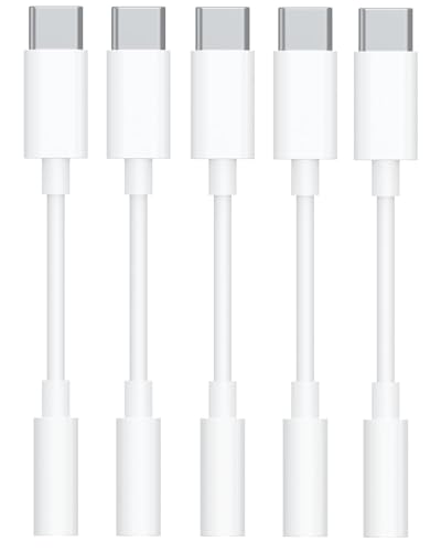 [Apple MFi Certified] USB C to 3.5mm Audio Adapter for iPhone 17 16 15 | 5 Pack USB Type C to 3.5 mm Headphone Jack Aux Audio Cable Dongle Adapter for iPhone 17/aIR/17 Pro/17 Pro Max/16 15 Pro Max