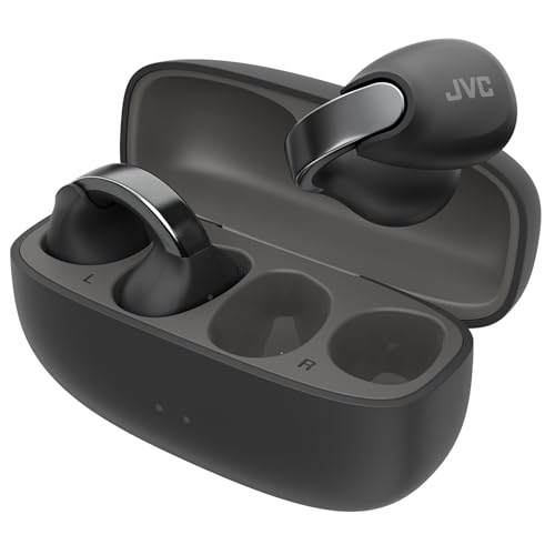 JVC Nearphones HANP1TB Open Ear True Wireless Headphones, Black | Bluetooth 5.3, 24H Playback, IPX4 Water Resistant, Built-in Mic, Ear Clip Design - color: Black