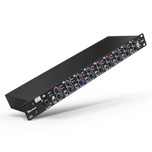 Bolanle PH8000 8-Channel Headphone Amplifier, High-Power Stereo Distribution Amp with Independent Volume Controls, 1U Rackmount for Studio Recording, Live Sound, Broadcasting, and Multi-User Monitorin - size: PH8000