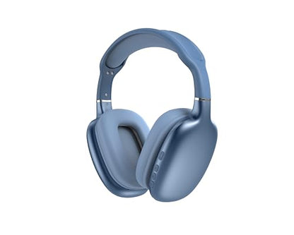 TJ Active Noise Cancelling Bluetooth Over Ear Headphones | Supersoft Leather Wireless Headset Wired Built-in MIC 24H Playtime High Res Audio Travel/Work/School/Students/Running/Gym (Blue) - color: Blue
