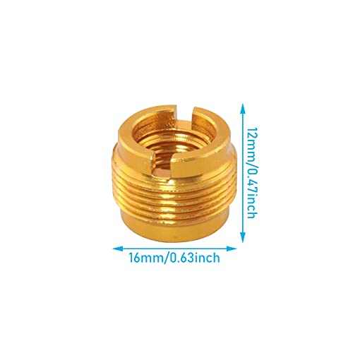 4pcs Mic Stand Adapter Aluminum 5/8" Male to 3/8" Female Screw Adapter for Microphone Stand Clips Mic Stand Holder Adapter, Gold