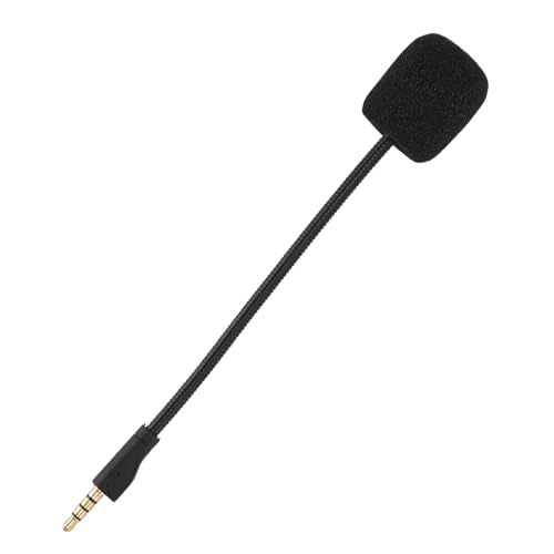 Replacement Game Mic for 1 Detachable Noise Cancelling Microphone, Bendable Gaming Headset Mic Boom with Foam Cover, 3.5mm Gold Plated Plug and Play Microphone for