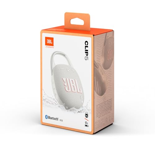 JBL Clip 5 Bluetooth Speaker and divvi! Protective Case - White - color: White