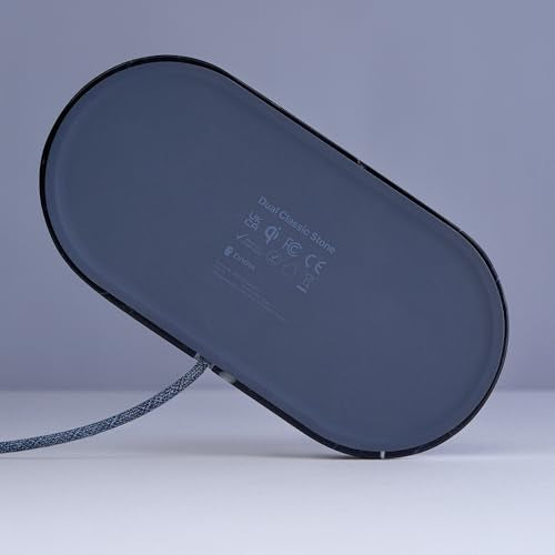 Einova Dual Classic Stone – Dual Wireless Charging Pad in Genuine Marble, Designed in Italy, Integrated 6 ft USB-C Cable, Smartphones, Wireless Earbuds, Smartwatches – Black Marquina Marble - color: Black Marquina marble – Dual Classic Stone