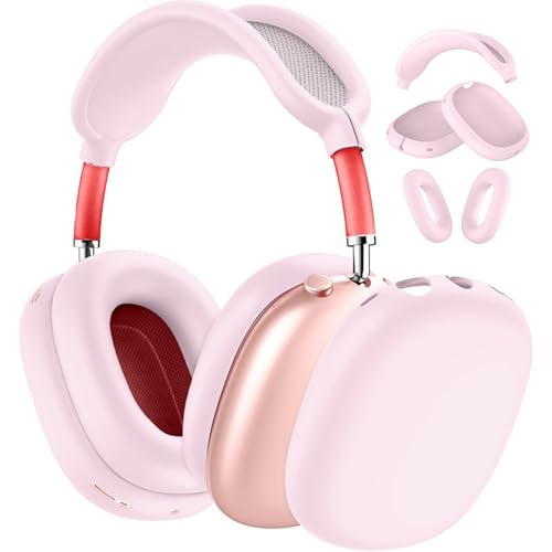 3-in-1 Silicone Case Cover for AirPods Max 2/AirPods Max Headphones, Apple AirPod Max Accessory Protective Cover, Headband/Ear Cups/Ear Pad Covers, Anti-Scratch and Sweatproof (All Pink) - color: All pink
