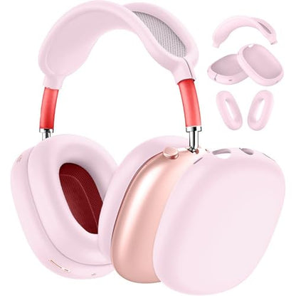 3-in-1 Silicone Case Cover for AirPods Max 2/AirPods Max Headphones, Apple AirPod Max Accessory Protective Cover, Headband/Ear Cups/Ear Pad Covers, Anti-Scratch and Sweatproof (All Pink) - color: All pink