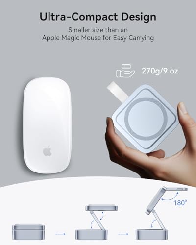 3 in 1 Wireless Charging Station for Apple Devices, Magnetic Foldable Travel Fast Charger Stand Compatible with MagSafe for iPhone Air/17/16/15/14/13/12 Series, Apple Watch & AirPods Pro/4/3/2-Blue - color: Blue
