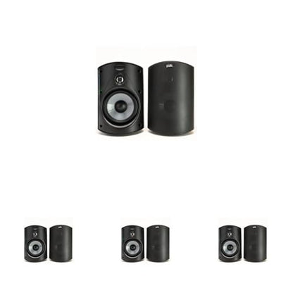 Polk Audio Atrium 4 Weatherproof Outdoor Speakers with Powerful Bass (Pair, Black), All-Weather Durability, Broad Sound Coverage, Speed-Lock Mounting System (Pack of 4) - color: Black, size: 4 Speakers, style: Atrium 4