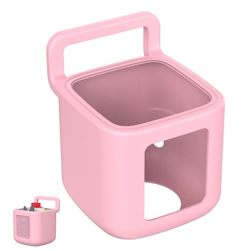 Silicone Protective Cover for Toniebox 2 Audio Player, Shockproof Anti Slip Silicone Case with Handle, Soft Easy Grip Cover, Easy to Clean Durable Sleeve (Pink) - color: Pink