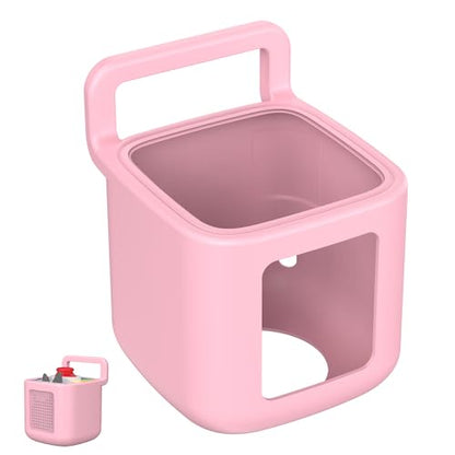 Silicone Protective Cover for Toniebox 2 Audio Player, Shockproof Anti Slip Silicone Case with Handle, Soft Easy Grip Cover, Easy to Clean Durable Sleeve (Pink) - color: Pink