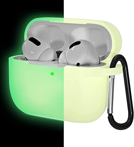 Lerobo for AirPod Pro Case, Silicone Cover with Keychain, Nightglow Green | Glow-in-the-Dark, Scratch & Dust Resistant, Wireless Charging, Compatible with Apple AirPods Pro 2/1 Case Cover for Women Men - color: Nightglow Green