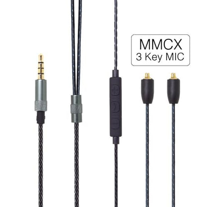 SE215 Cable, OFC Replacement MMCX Stereo Audio Aux Cable with Microphone Mic Extension Cord for Shure SE215 SE315 SE846 SE535 SE425 KSE1500 Headphones Earphones - with Mic