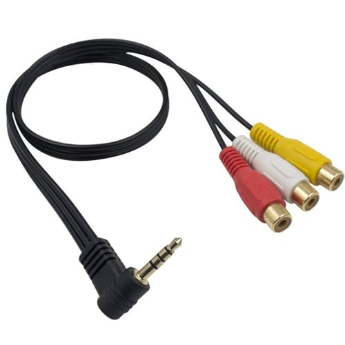 Right Angle 3.5mm Stereo Male Plug to 3 RCA Female (Red-Yellow-White) Connector Adapter Cable for AV,Audio, Video, LCD TV,HDTV, 0.5m