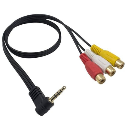 Right Angle 3.5mm Stereo Male Plug to 3 RCA Female (Red-Yellow-White) Connector Adapter Cable for AV,Audio, Video, LCD TV,HDTV, 0.5m