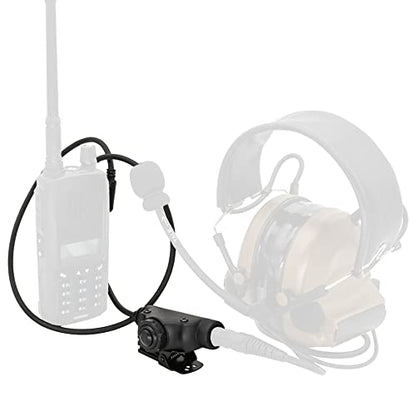HEARFALCOM Tactical Headset Adapter U94 V2 PTT Push to Talk Adapter with Standard 7.00mm Jack Compatible with Civilian Version Tactical Headphones (Black) - color: BK 1