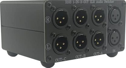 X103 1 in 3 Out XLR Balanced Stereo Audio Switch Selector Box - color: 1-IN-3-OUT