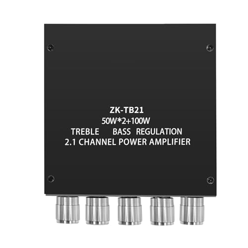ZK-TB21 2.1 Channel Bluetooth 5.0 Amplifier Board – TPA3116D2 Chip 50Wx2+100W MAX, DC 12-24V, AUX Input, HiFi amp for Home Theater Passive Speakers Subwoofer, Treble & Bass Control - size: ZK-TB21