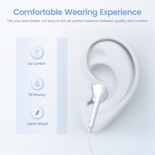 2 Pack USB C Headphones for iPhone 17/16/15, iPad, Mac for Most USB C Jack | Type C Earbuds Wired Earbuds with Mic & Remote Control Earphones, Compatible with iPhone 17/16/15, iPad and Most USB C Jack