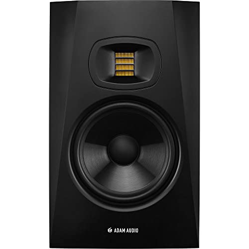 Adam Audio T7V 7" Studio Monitor (Pair) Complete Bundle – Art Ribbon Tweeter, 70W Bi-Amp, 39Hz–22kHz | Desktop Stands, Gator Isolation Pads, 5 ft and 10 ft XLR Cables - color: with Floor Stands, Iso Pads + Cables