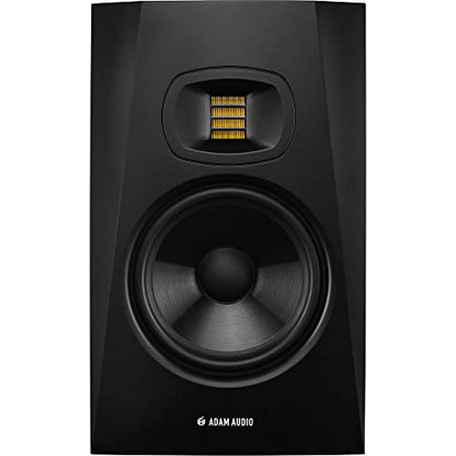 Adam Audio T7V 7" Studio Monitor (Pair) Complete Bundle – Art Ribbon Tweeter, 70W Bi-Amp, 39Hz–22kHz | Desktop Stands, Gator Isolation Pads, 5 ft and 10 ft XLR Cables - color: with Floor Stands, Iso Pads + Cables