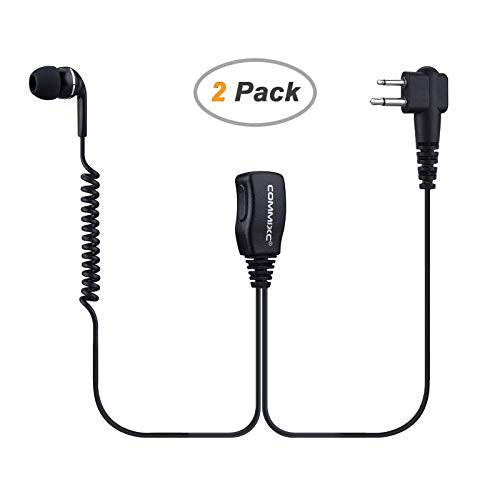 2-Pack Walkie Talkie Earpiece for Motorola 2-Pin 2.5mm/3.5mm Walkie Talkie Headset in-Ear with PTT Mic, Compatible with Motorola Two-Way Radios | Walkie Talkie Headset in-Ear with Mic, Walkie Talkie Earpiece with PTT