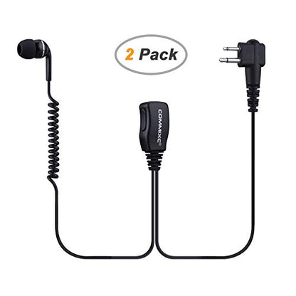 2-Pack Walkie Talkie Earpiece for Motorola 2-Pin 2.5mm/3.5mm Walkie Talkie Headset in-Ear with PTT Mic, Compatible with Motorola Two-Way Radios | Walkie Talkie Headset in-Ear with Mic, Walkie Talkie Earpiece with PTT