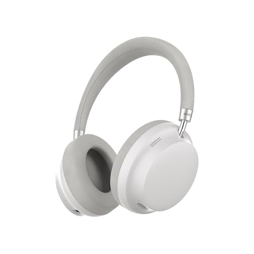 Raycon Essential Bluetooth Headphones - Over The Ear, Active Noise Cancelling Wireless Headphones + Awareness Mode, Bluetooth Headset with Mic, 50 Hours of Battery Life (White) - color: White