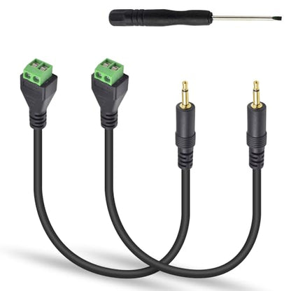 Poyiccot 3.5mm Screw Terminal Connector, 2Pack 3.5mm (1/8") TS Mono Male to 2 Pin Screw Terminal Female Headphone Balun Solderless Converter Adapter Cable (30cm) - size: 3.5mm ts mono cable 30cm