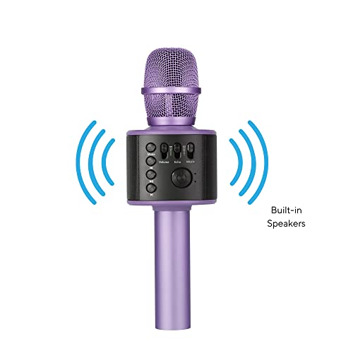 Wireless Bluetooth Karaoke Microphone with Built-in Speakers + HD Recording, Portable Handheld Mic | Lilac - style: Lilac