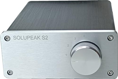 S2 4 Way RCA Audio Switch Stereo Switcher Selector Box | 4 IN 1 OUT Audio Signal Source input, Bi-Direction, no need power,plug and play,Sturdy aluminum case, Solid aluminum knob - color: 4-WAY RCA Switch(4 IN 1 OUT)-Upgrade version-silve