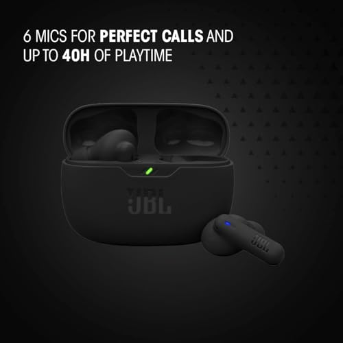 JBL Vibe Beam 2 True Wireless Noise Cancelling Earbuds, Pure Bass Sound, Smart Ambient, 4 Mics, Up to 40H Playback, IP54 Dust/Water Resistant (Teal) with Expo Gear Weather-Resistant Hard-Shell Case - color: Blue