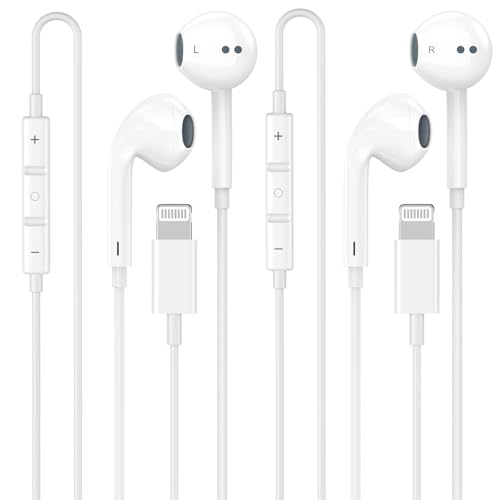 2 Pack for iPhone Headphones Wired Earbuds/Earphones with Built-in Remote to Control Music, Phone Calls, and Volume Compatible with iPhone 14 13 12 11 Pro Max XS XR X 8 7 6