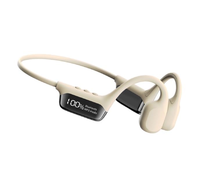 IHAO Swimming Headphones True Bone Conduction Open Ear Headset MP3 Player Built-in 32G Memory IP68 Underwater Waterproof Stereo Bluetooth Earphone for Driving Bicycling Running Skiing-White - color: Swim Headphone White